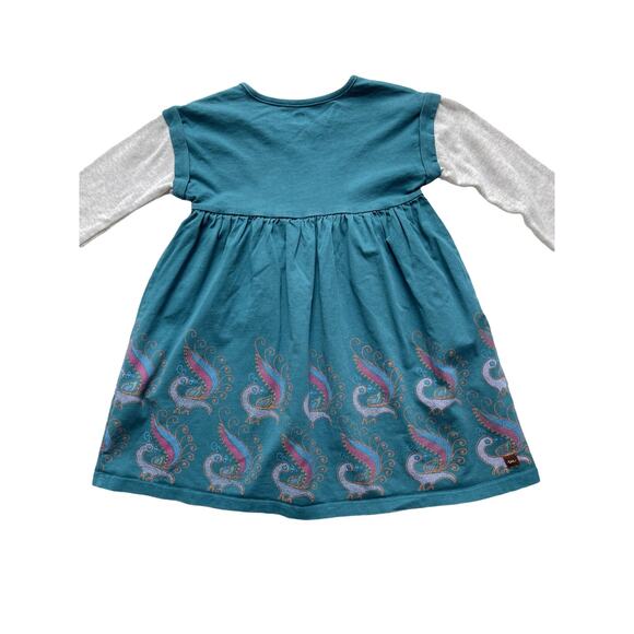 Tea Collection Layered Peacock Dress Size 5 - Picture 4 of 6